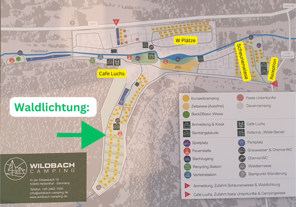 Plan Campingplatz Wildbach-Camping in Hellenthal Eifel